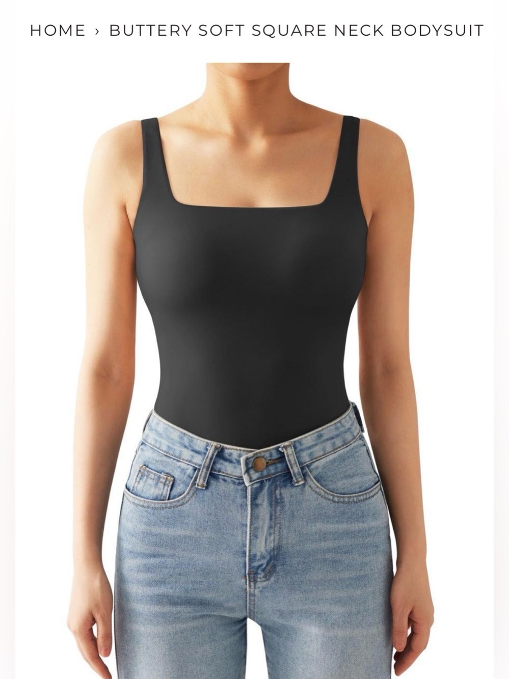 Square Neck Buttery Bodysuit in Black